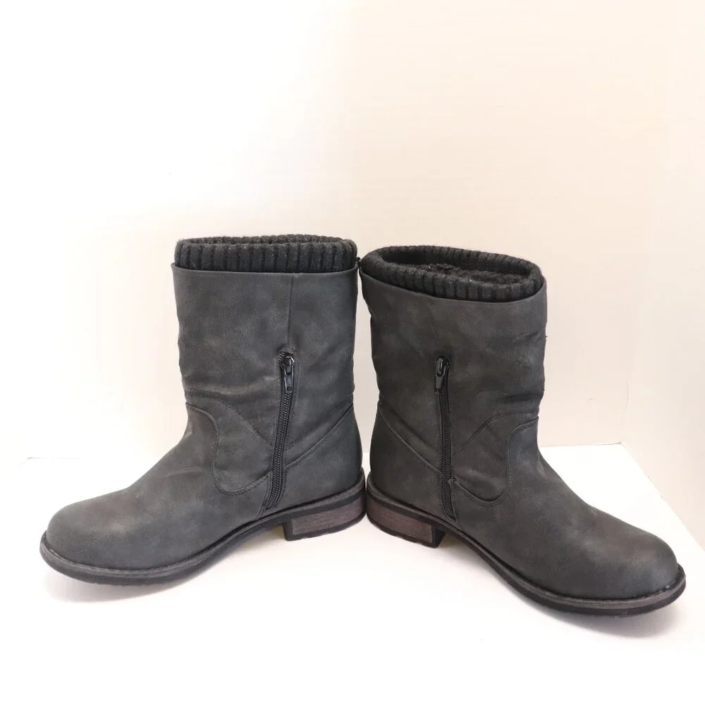 MUK LUKS Women's Winter Boots with Fur Lining and Side Zippers Black Size 8